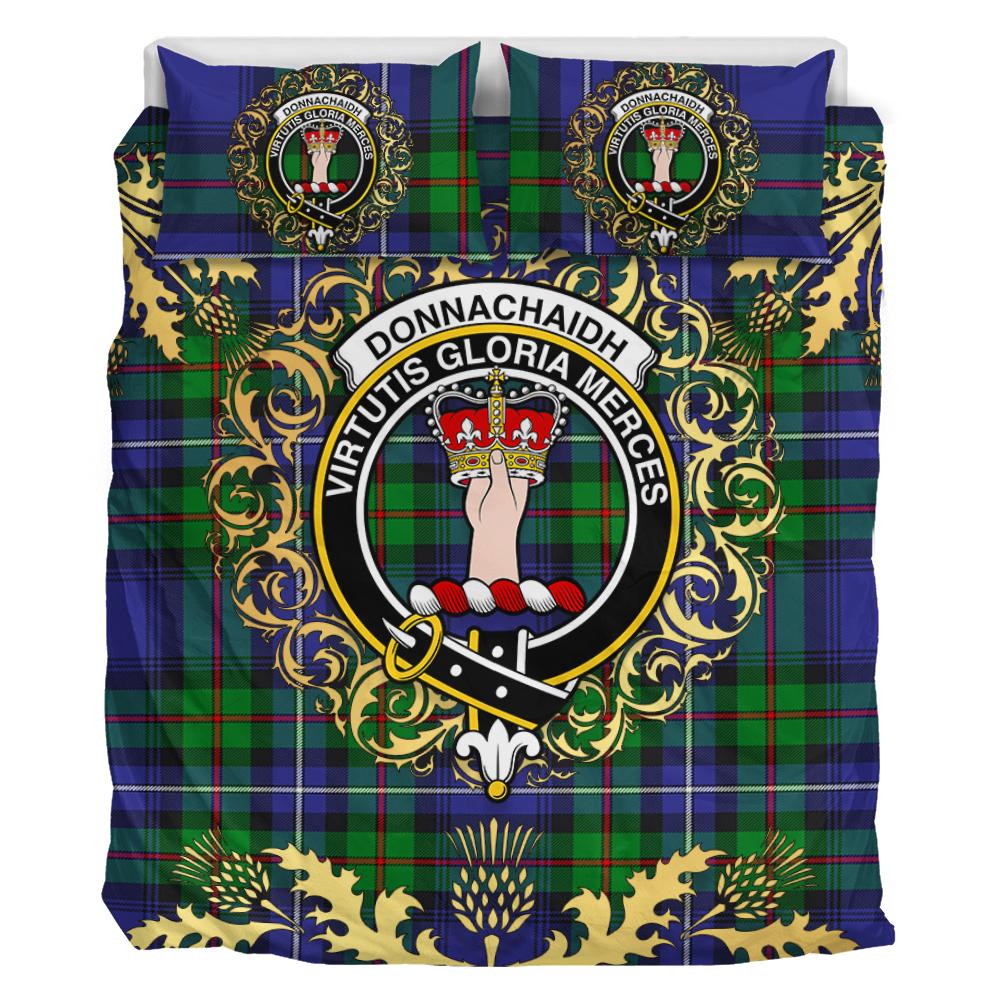 Donnachaidh Tartan Crest Bedding Set - Golden Thistle Style