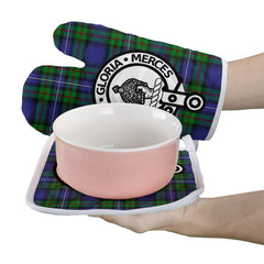 Donnachaidh Tartan Crest Oven Mitt And Pot Holder (2 Oven Mitts + 1 Pot Holder)