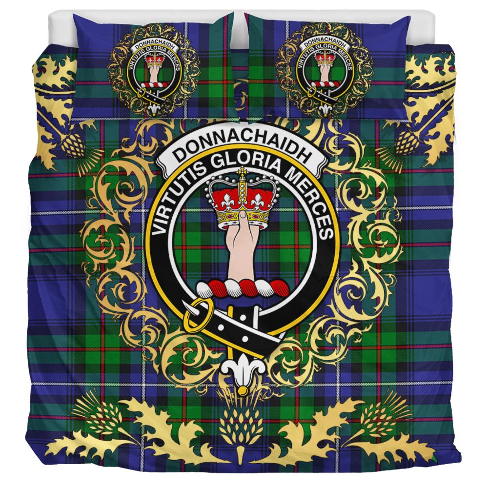 Donnachaidh Tartan Crest Bedding Set - Golden Thistle Style