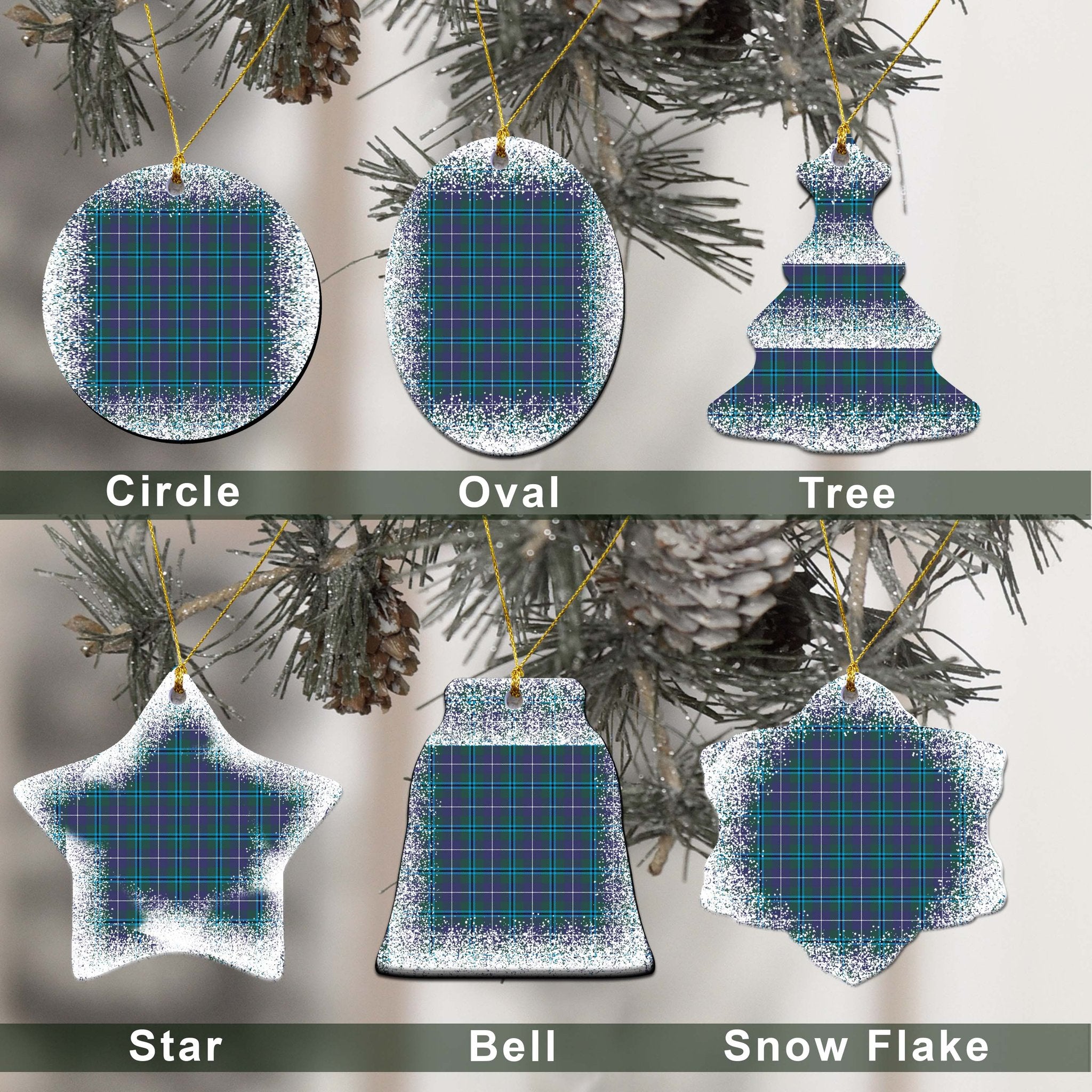 Douglas Tartan Christmas Ceramic Ornament - Snow Style