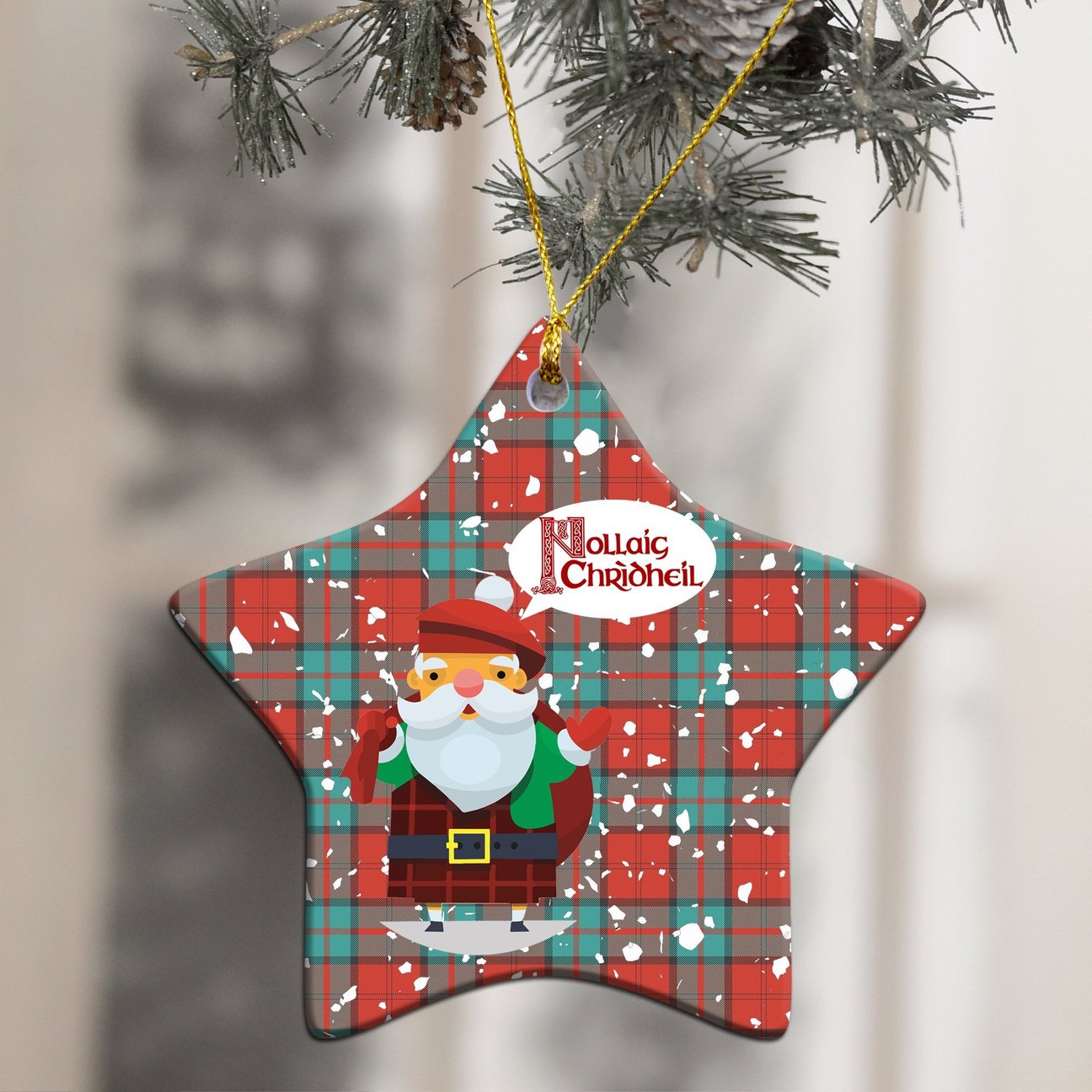 Dunbar Ancient Tartan Christmas Ceramic Ornament - Santa Style