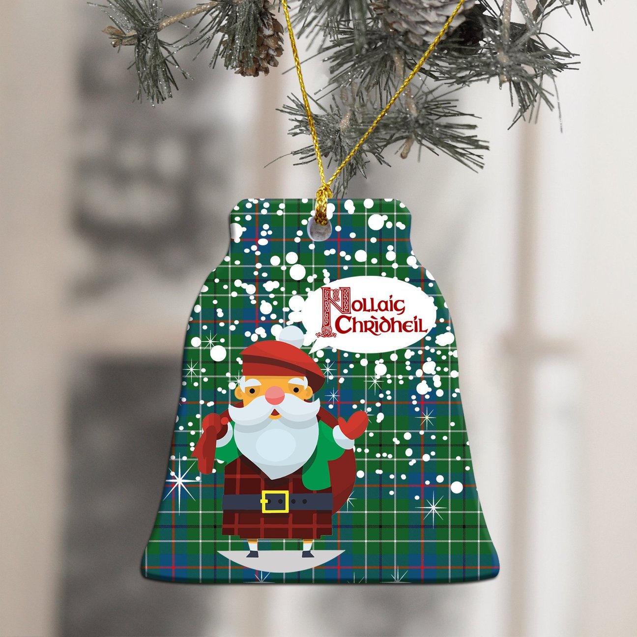 Duncan Ancient Tartan Christmas Ceramic Ornament - Santa Style