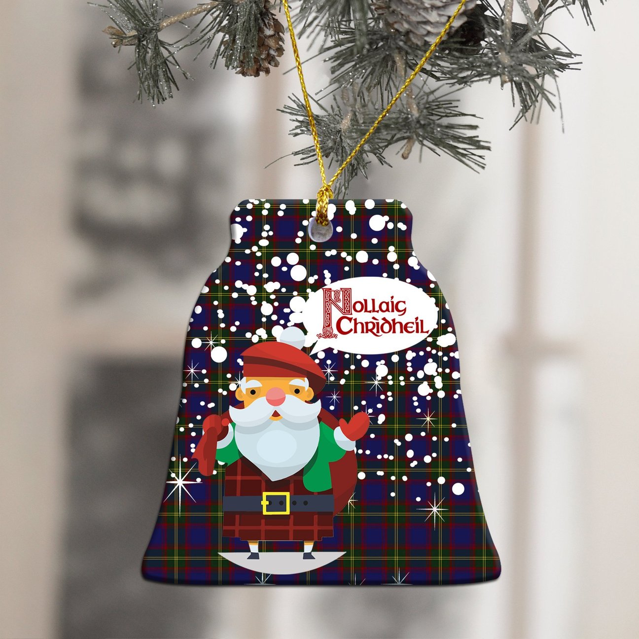 Durie Tartan Christmas Ceramic Ornament - Santa Stylec