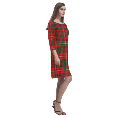 MacKinnon Modern Tartan Dress - Round Neck Dress Clan Badge