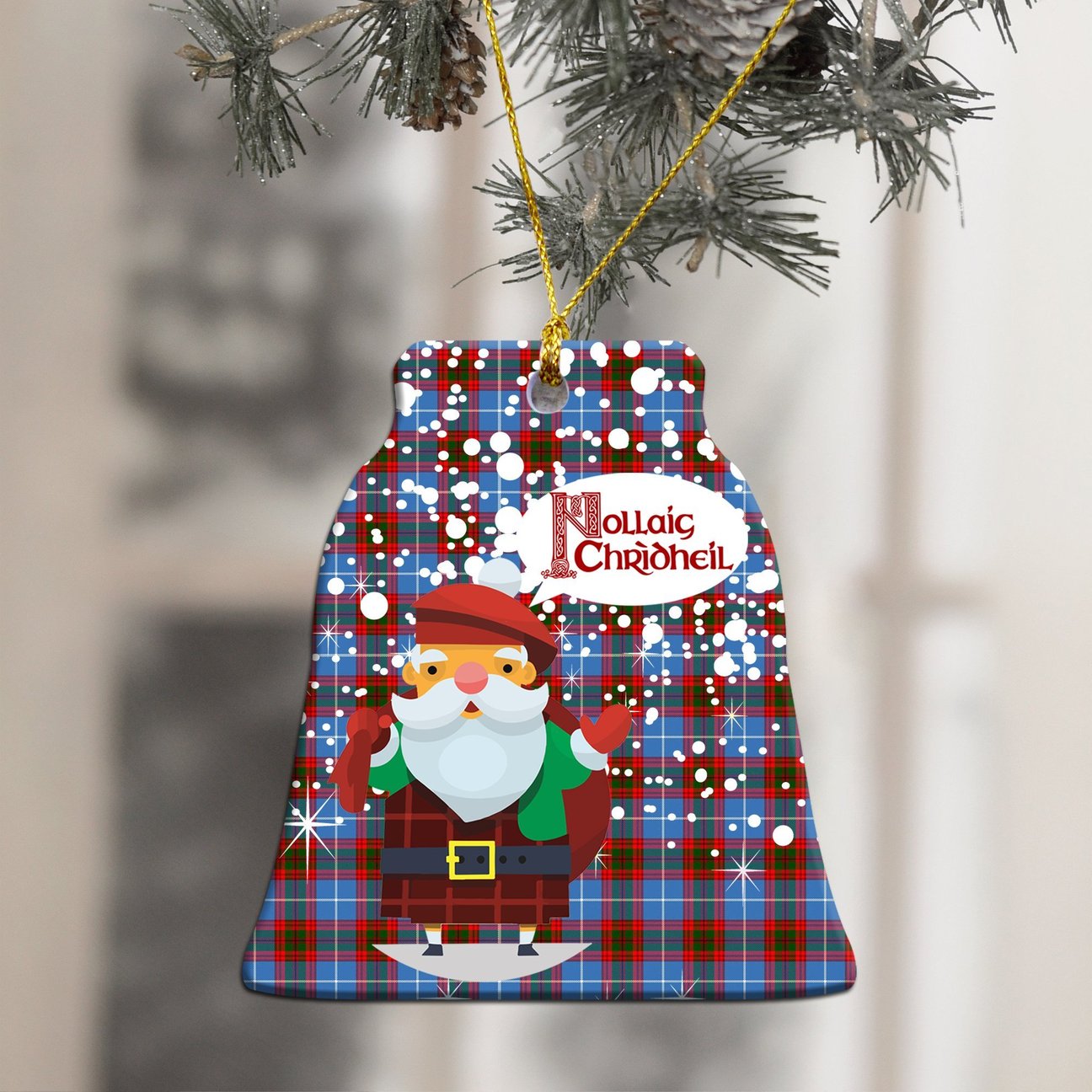Edinburgh District Tartan Christmas Ceramic Ornament - Santa Style
