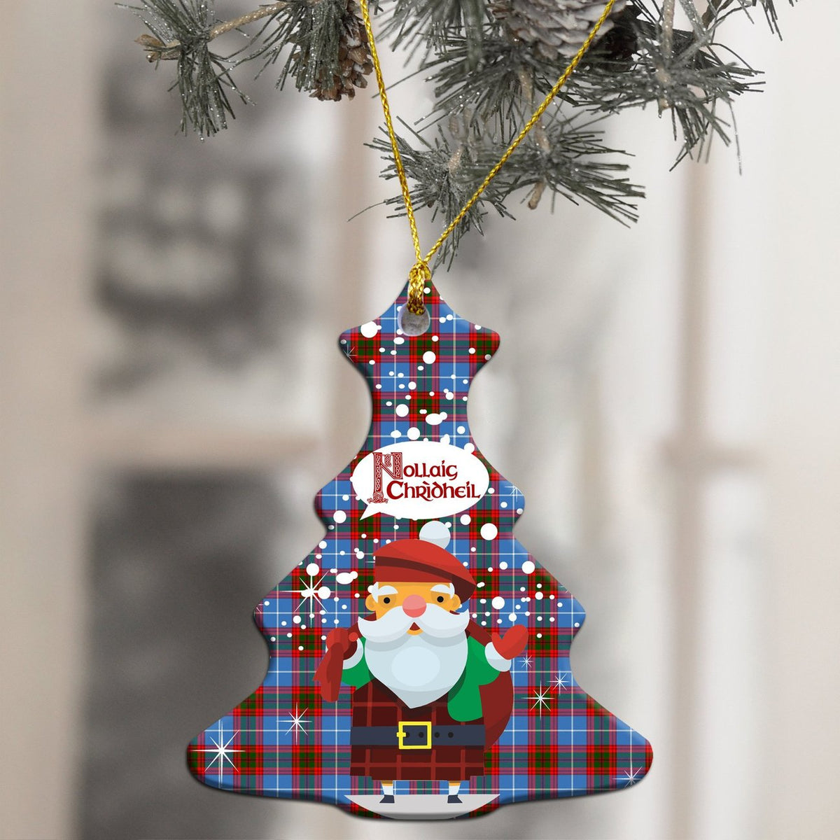 Edinburgh District Tartan Christmas Ceramic Ornament - Santa Style