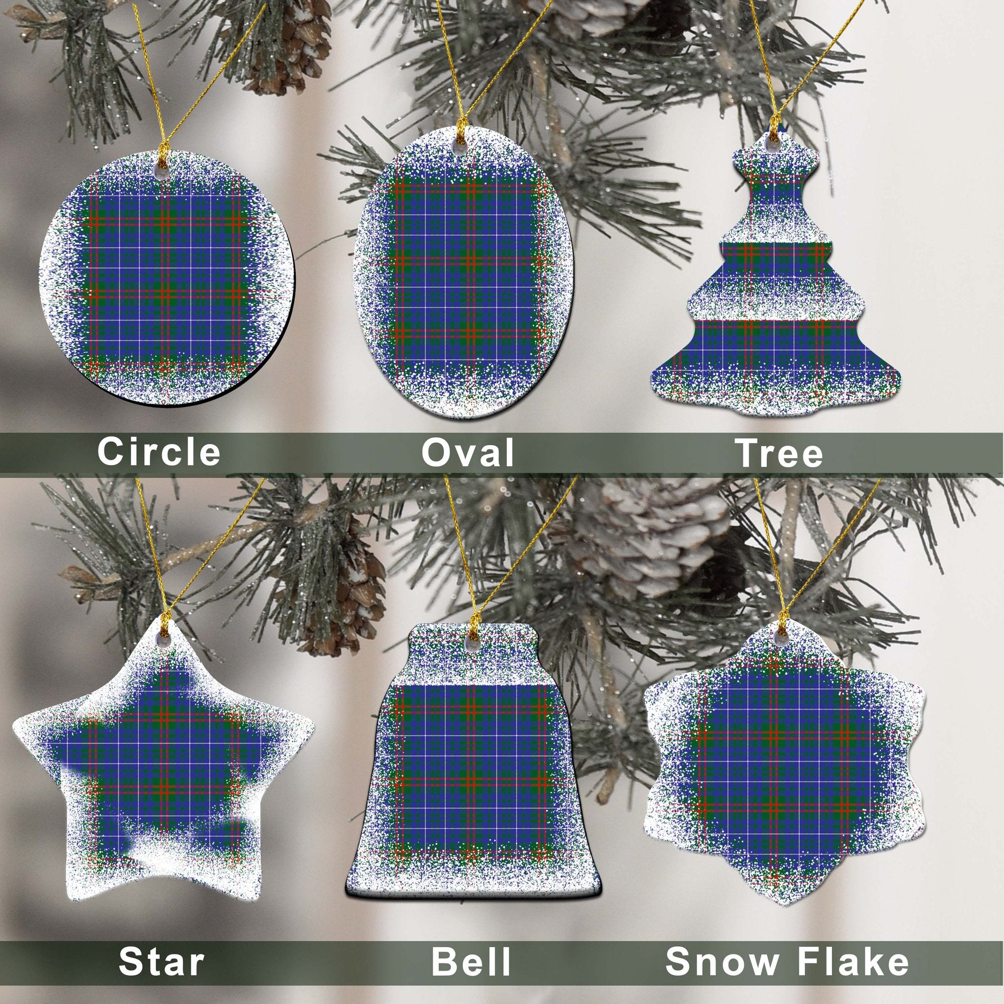 Edmonstone (of Duntreath) Tartan Christmas Ceramic Ornament - Snow Style