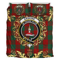 Erskine Tartan Crest Bedding Set - Golden Thistle Style