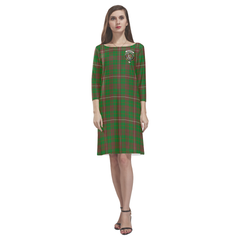 MacKinnon Hunting Modern Tartan Dress - Round Neck Dress Clan Badge