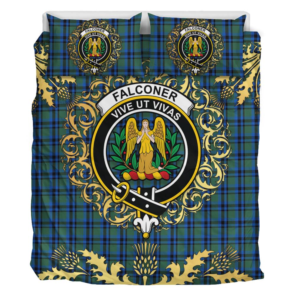 Falconer Tartan Crest Bedding Set - Golden Thistle Style