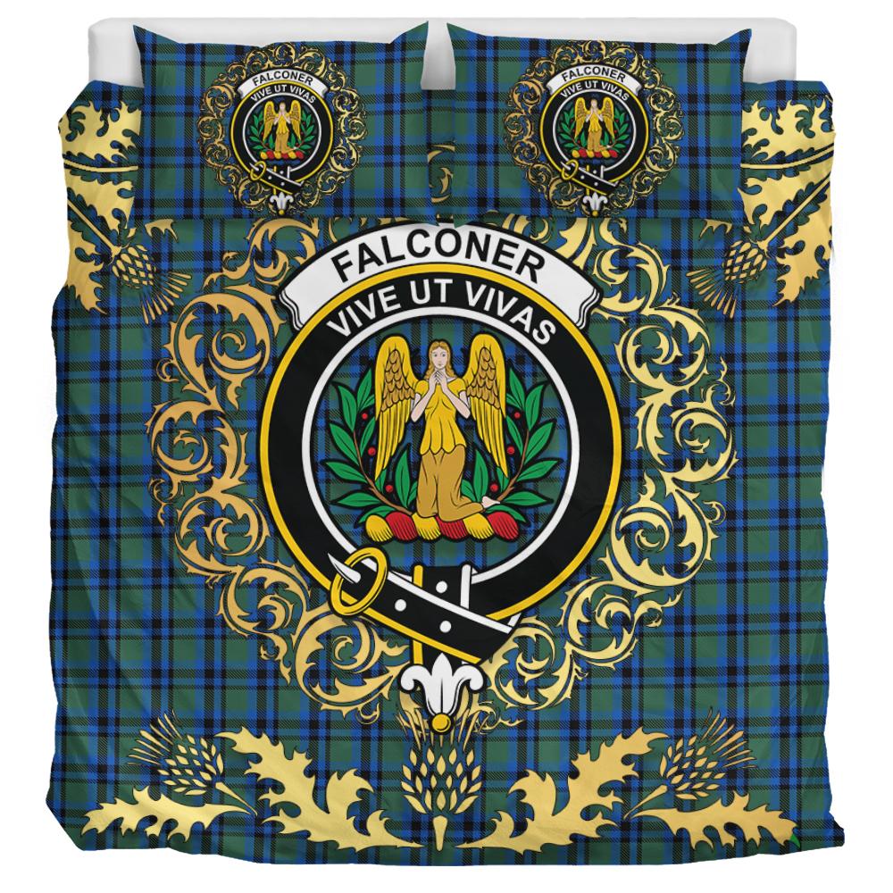 Falconer Tartan Crest Bedding Set - Golden Thistle Style