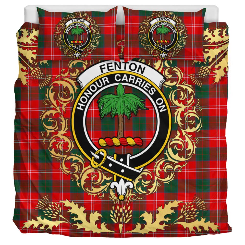 Fenton Tartan Crest Bedding Set - Golden Thistle Style