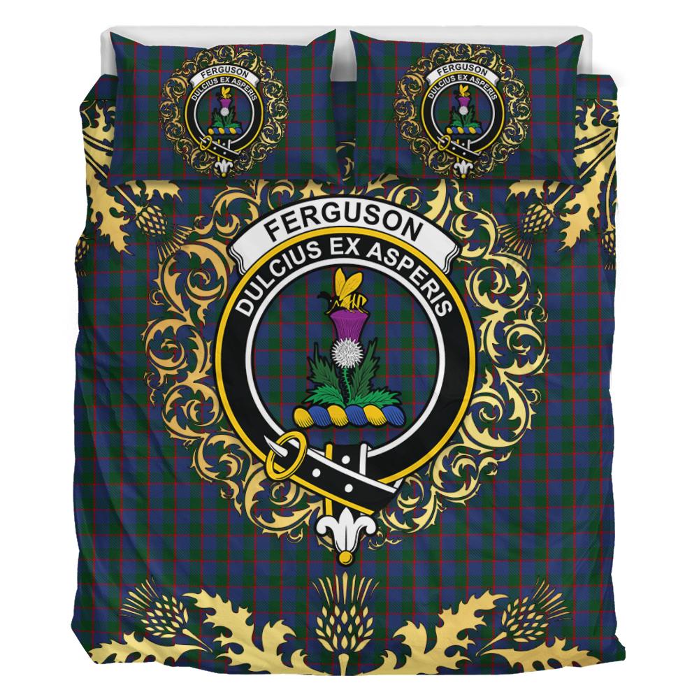 Ferguson Tartan Crest Bedding Set - Golden Thistle Style