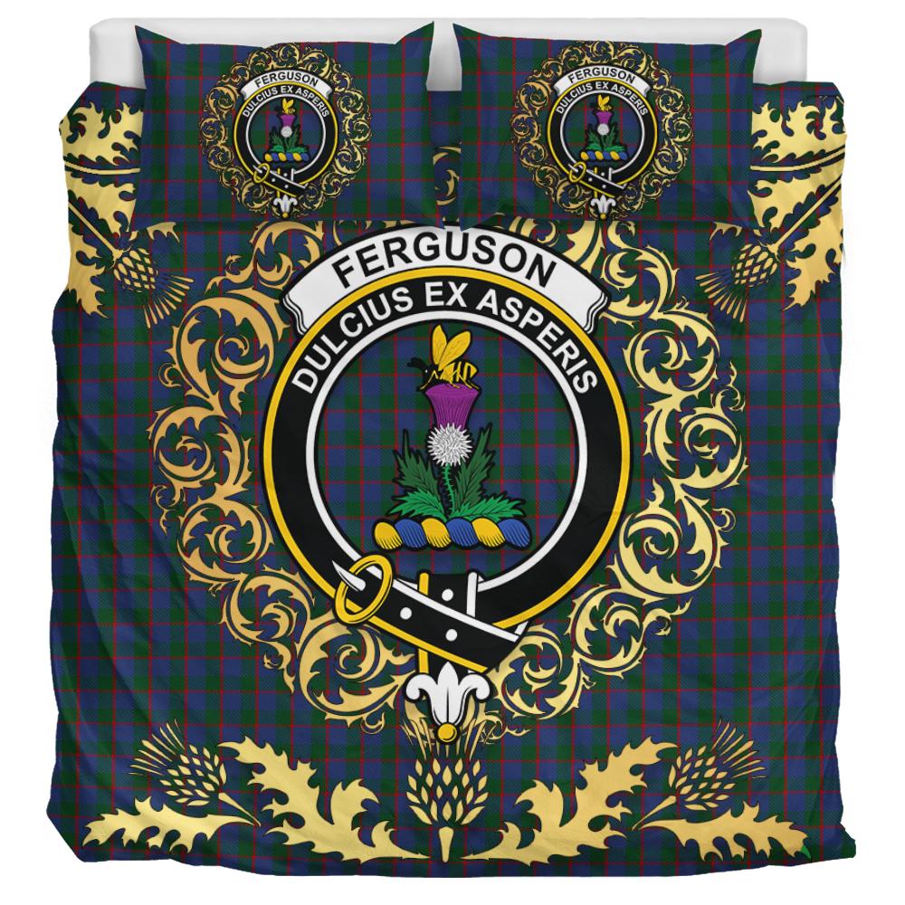 Ferguson Tartan Crest Bedding Set - Golden Thistle Style