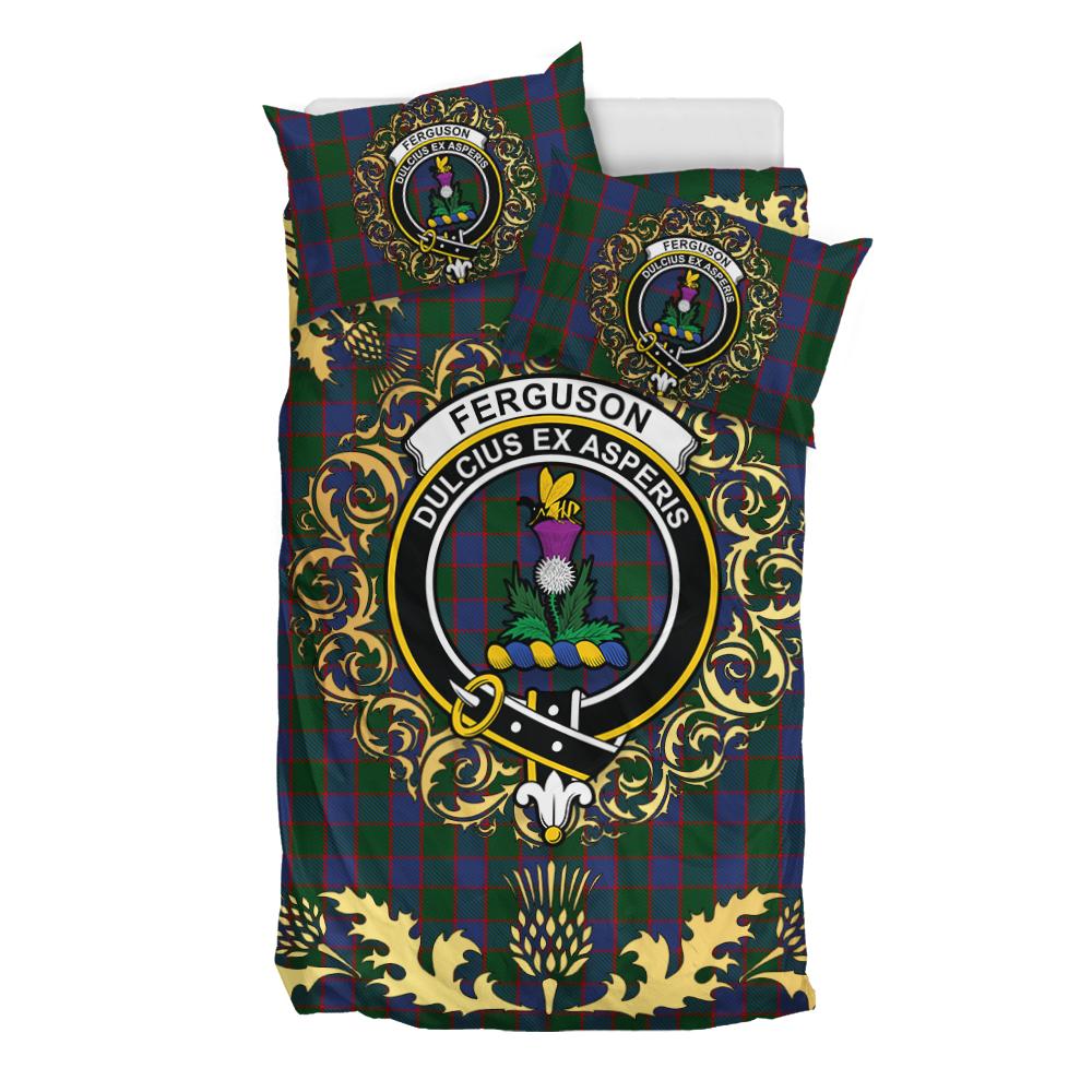 Ferguson Old Tartan Crest Bedding Set - Golden Thistle Style