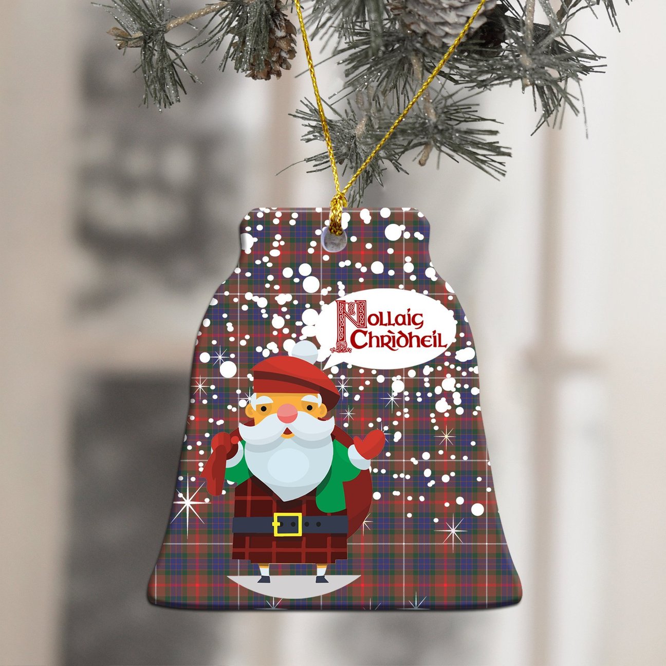 Fraser Hunting Modern Tartan Christmas Ceramic Ornament - Santa Style