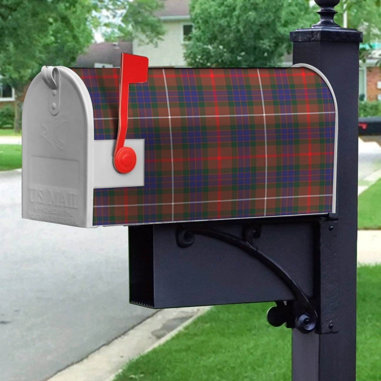 Fraser Hunting Modern Tartan Crest Mailbox