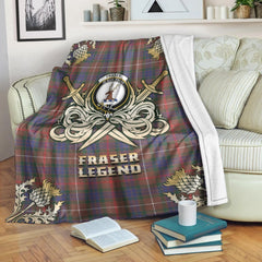 Fraser Hunting Modern Tartan Gold Courage Symbol Blanket