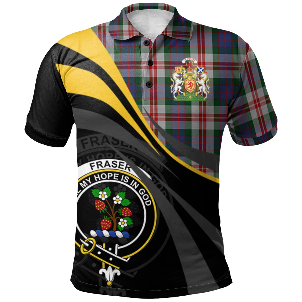 Fraser Red Dress Tartan Polo Shirt - Royal Coat Of Arms Style