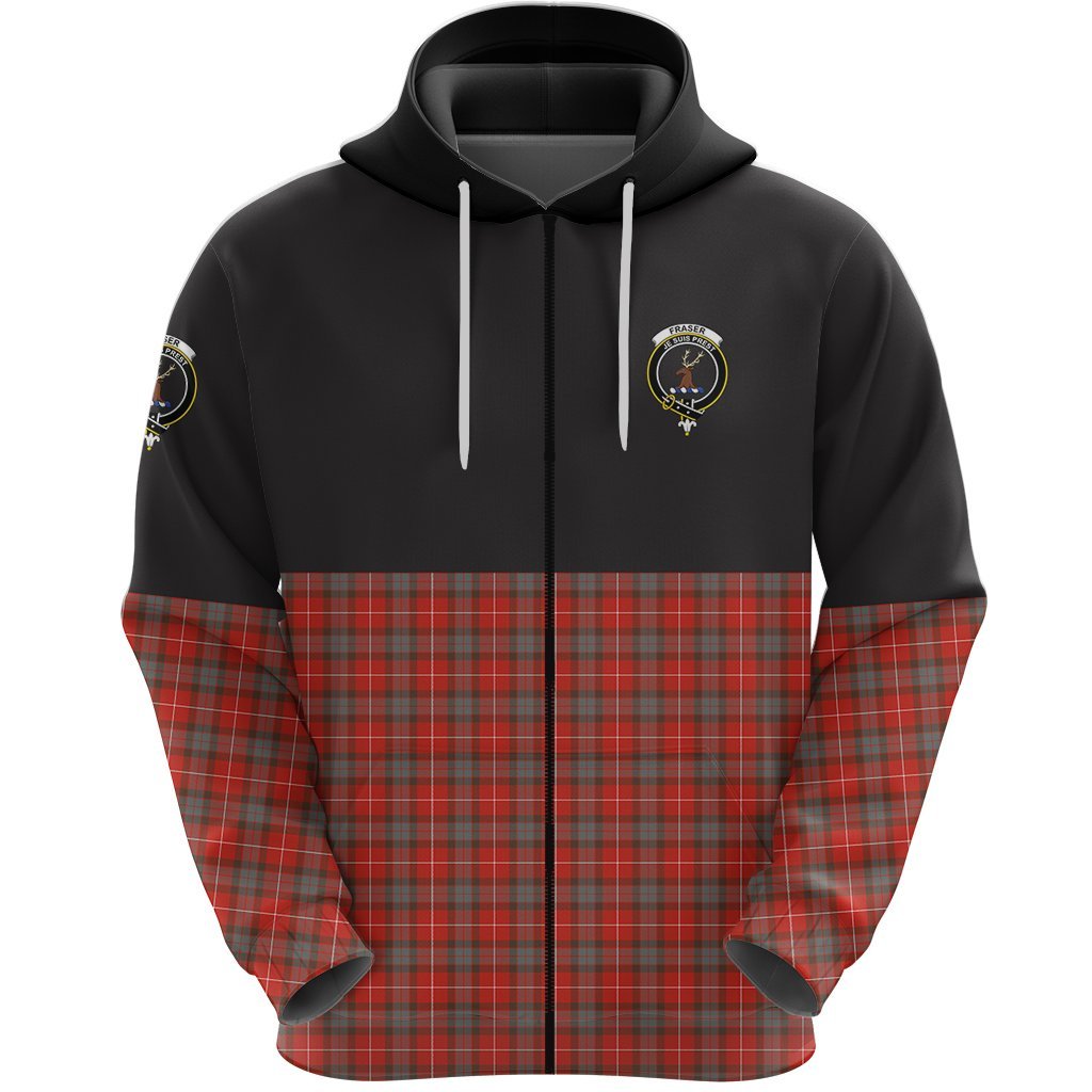 Fraser Weathered Clan Half Of Tartan Zipper Hoodie