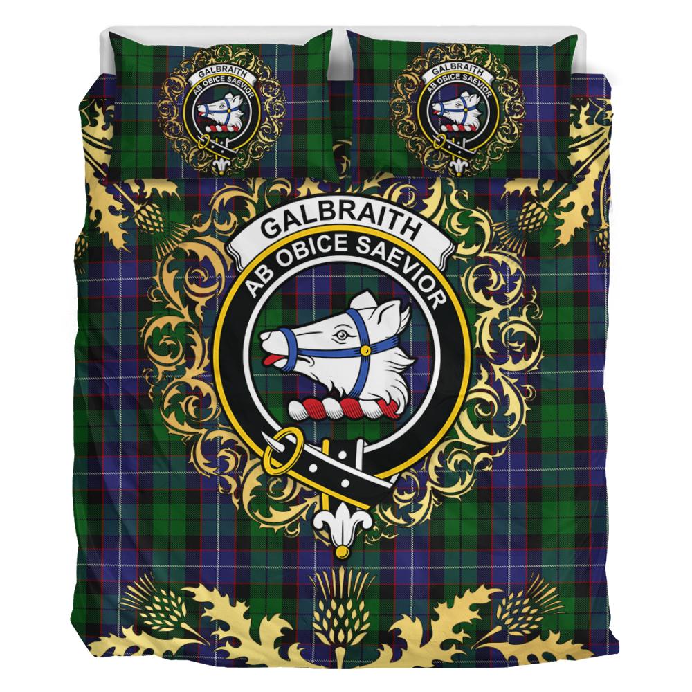 Galbraith Tartan Crest Bedding Set - Golden Thistle Style