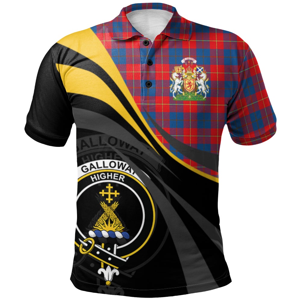 Galloway Red Tartan Polo Shirt - Royal Coat Of Arms Style