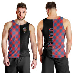 Galloway Red Tartan Crest Men's Tank Top - Cross Style