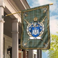 Kelly Dress Tartan Crest Garden Flag - Celtic Thistle Style