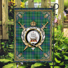 Duncan Ancient Tartan Crest Garden Flag - Celtic Thistle Style