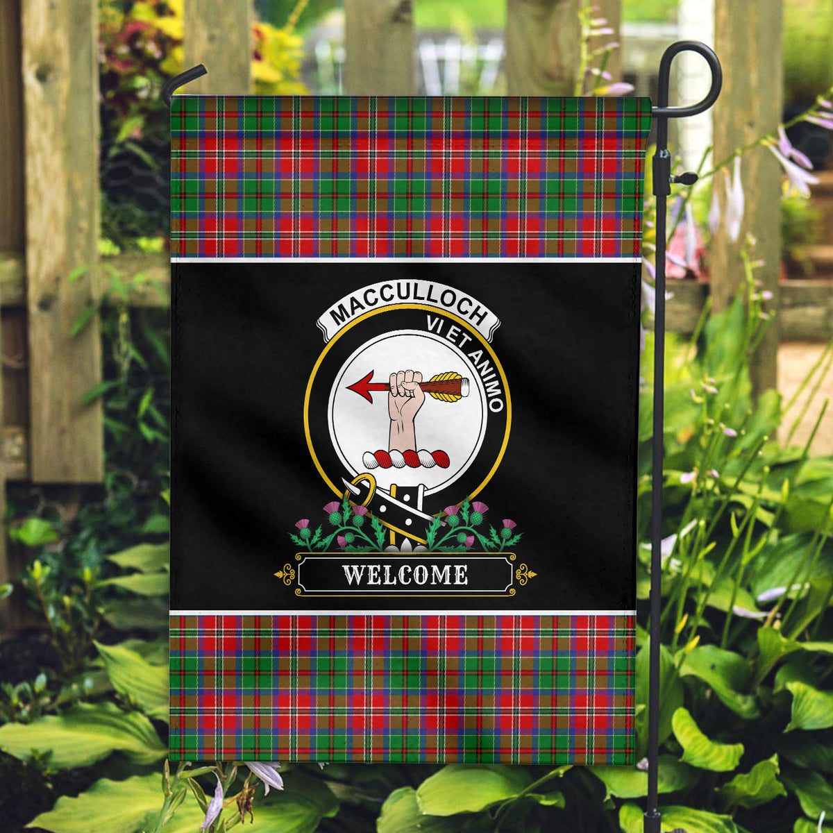 MacCulloch (McCulloch) Tartan Crest Garden Flag - Welcome Style
