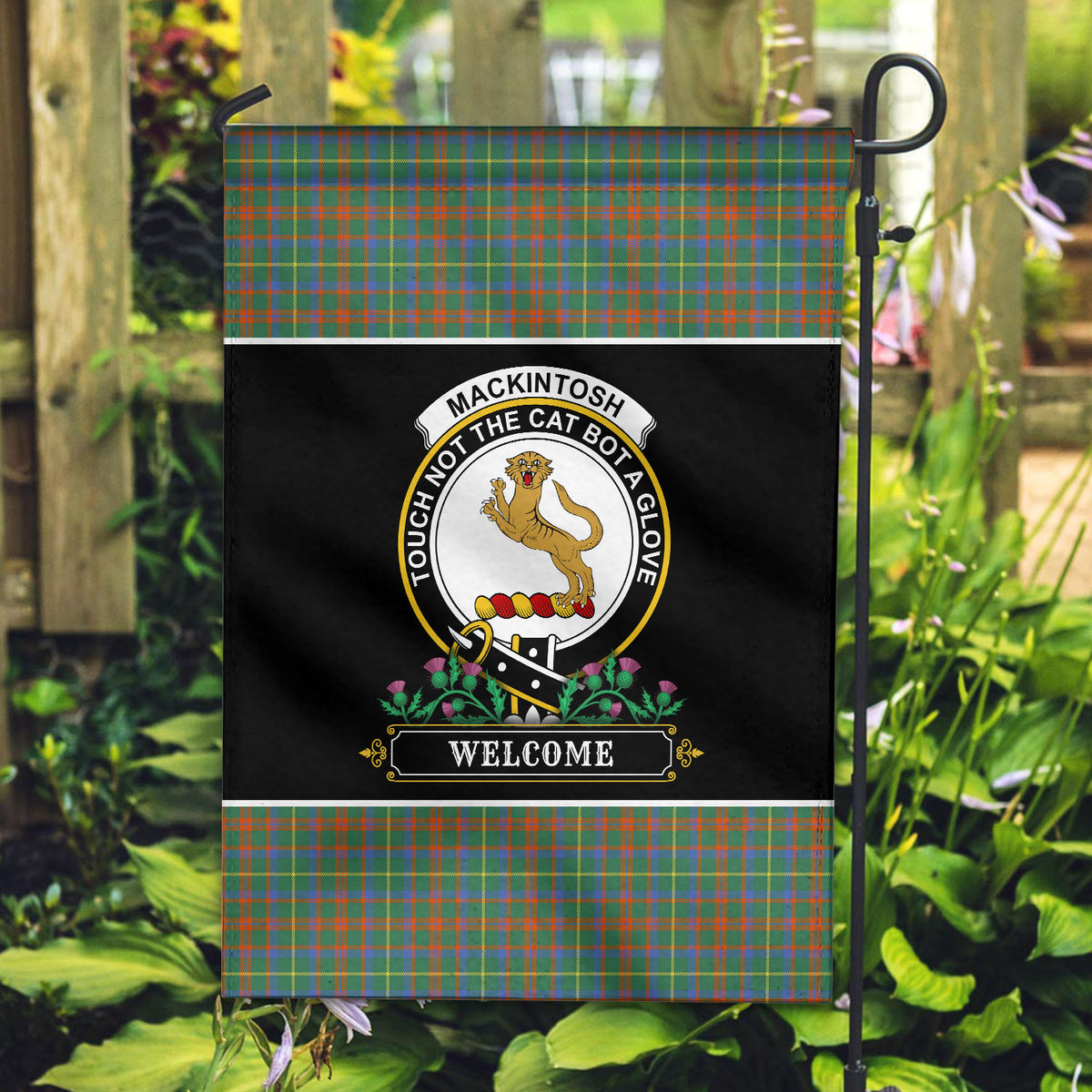 MacKintosh Hunting Ancient Tartan Crest Garden Flag - Welcome Style