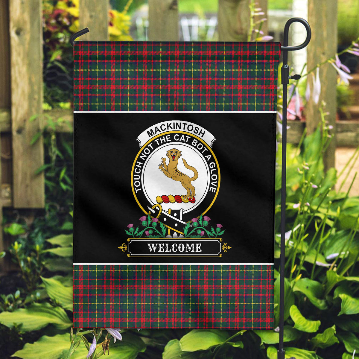 MacKintosh Hunting Modern Tartan Crest Garden Flag - Welcome Style