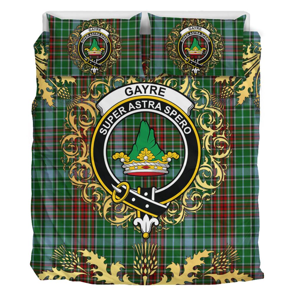 Gayre Tartan Crest Bedding Set - Golden Thistle Style