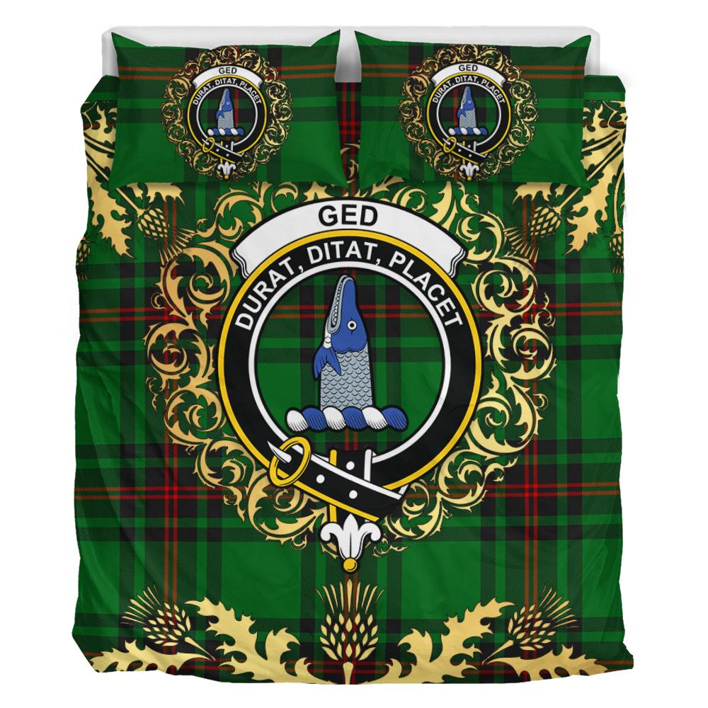 Ged Tartan Crest Bedding Set - Golden Thistle Style