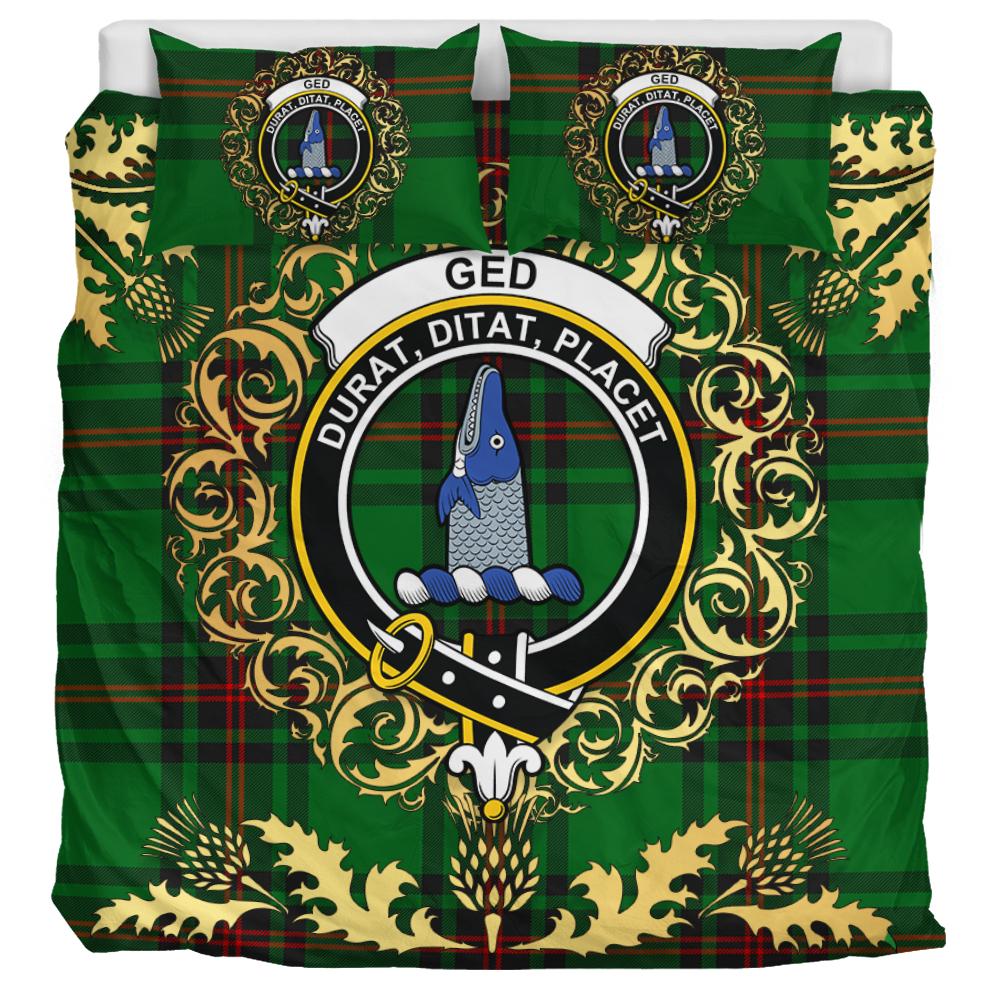 Ged Tartan Crest Bedding Set - Golden Thistle Style