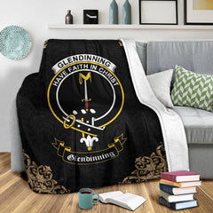 Glendinning Crest Tartan Premium Blanket Black