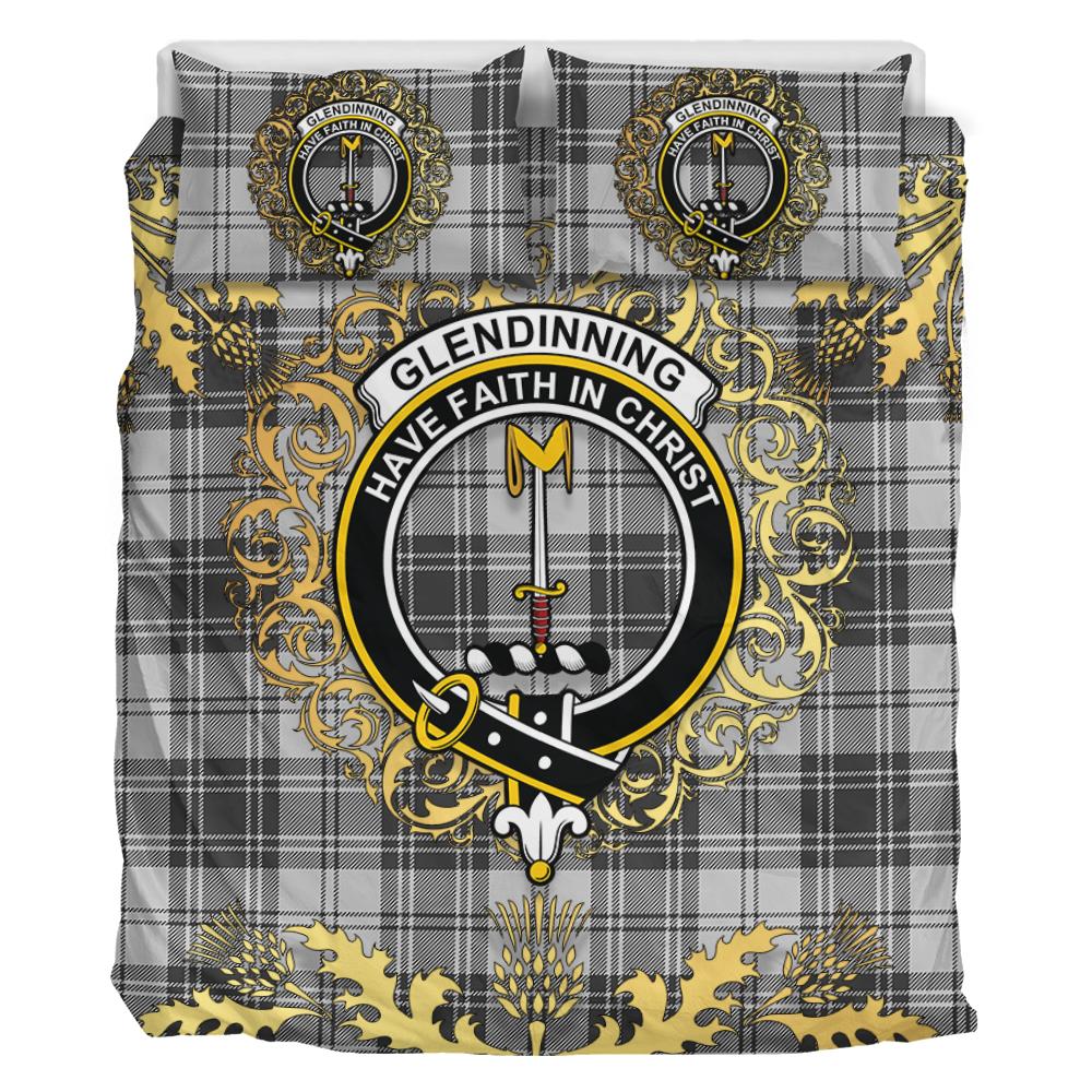 Glendinning Tartan Crest Bedding Set - Golden Thistle Style