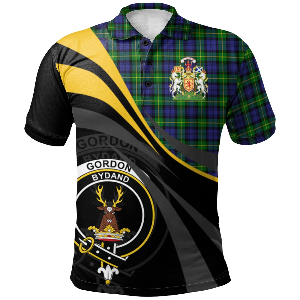 Gordon Modern Tartan Polo Shirt - Royal Coat Of Arms Style