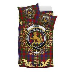 Gow Tartan Crest Bedding Set - Golden Thistle Style