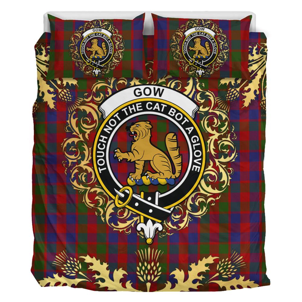 Gow Tartan Crest Bedding Set - Golden Thistle Style