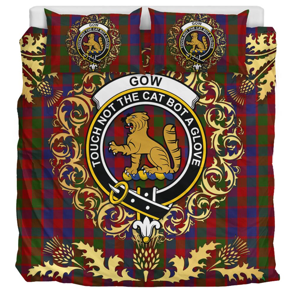 Gow Tartan Crest Bedding Set - Golden Thistle Style