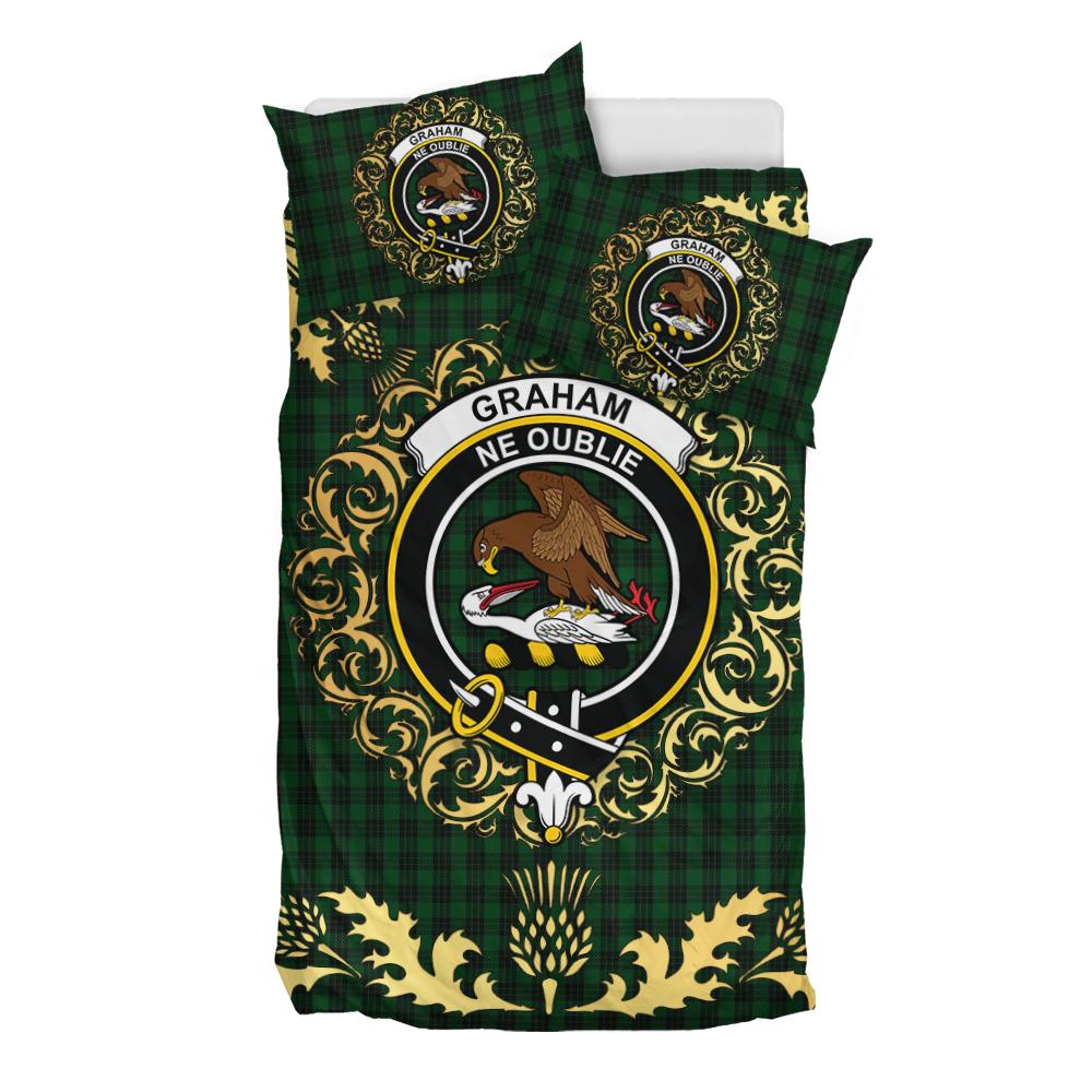 Graham Tartan Crest Bedding Set - Golden Thistle Style