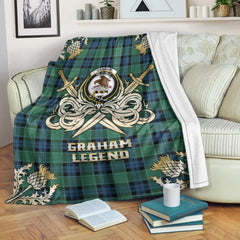 Graham of Menteith Ancient Tartan Gold Courage Symbol Blanket