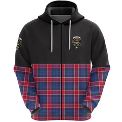 Graham of Menteith Red Clan Half Of Tartan Zipper Hoodie