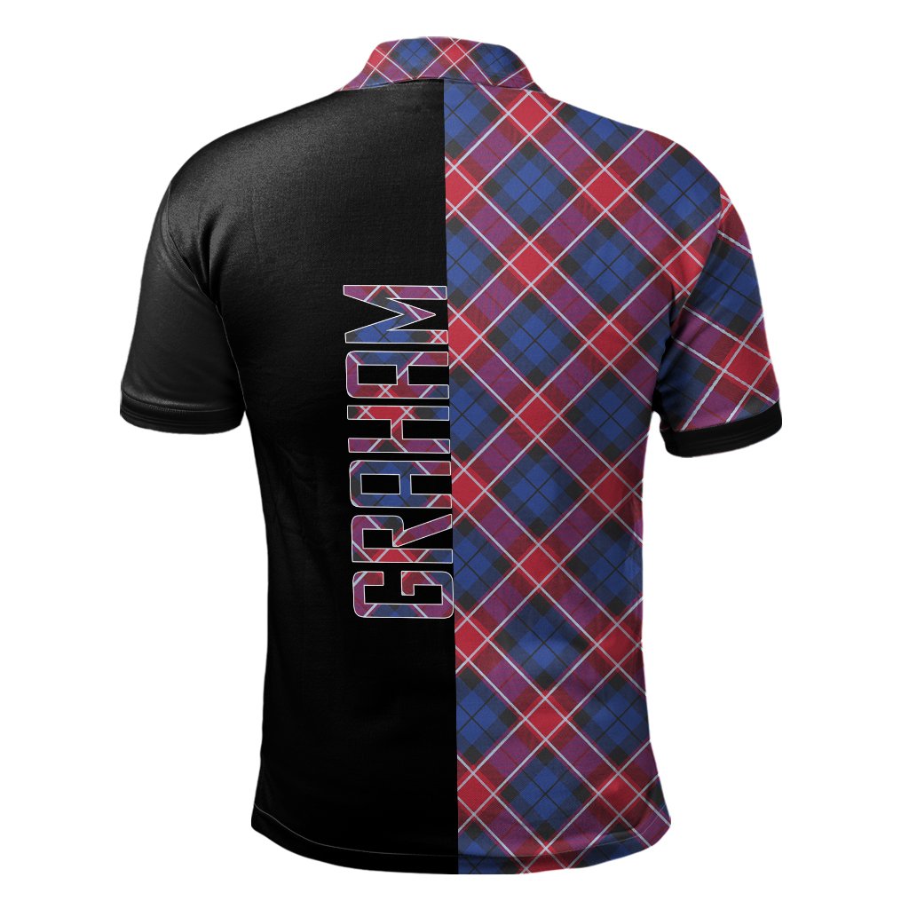 Graham of Menteith Red Tartan Polo Shirt Half of Me - Cross Style