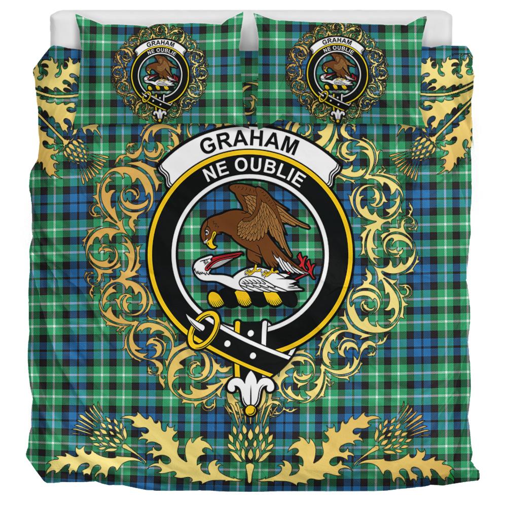 Graham of Montrose Ancient Tartan Crest Bedding Set - Golden Thistle Style