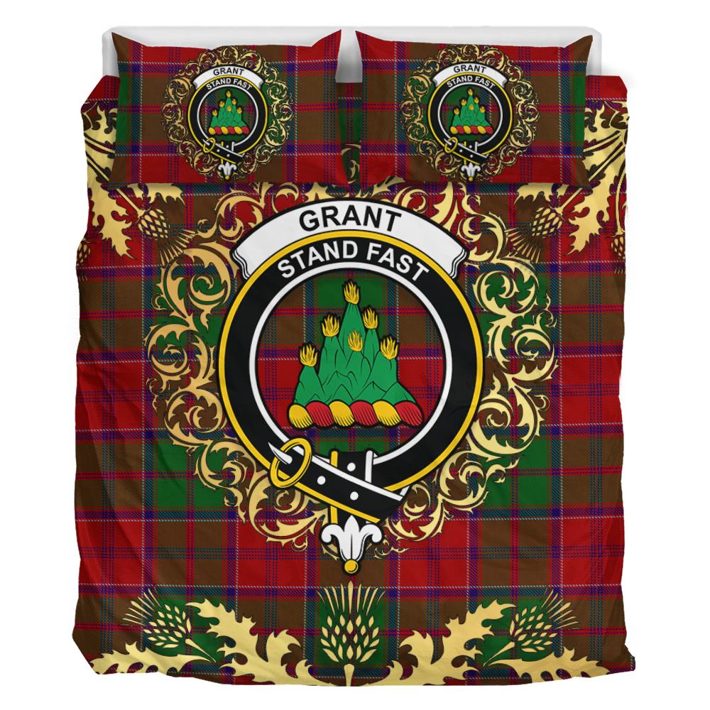 Grant Tartan Crest Bedding Set - Golden Thistle Style