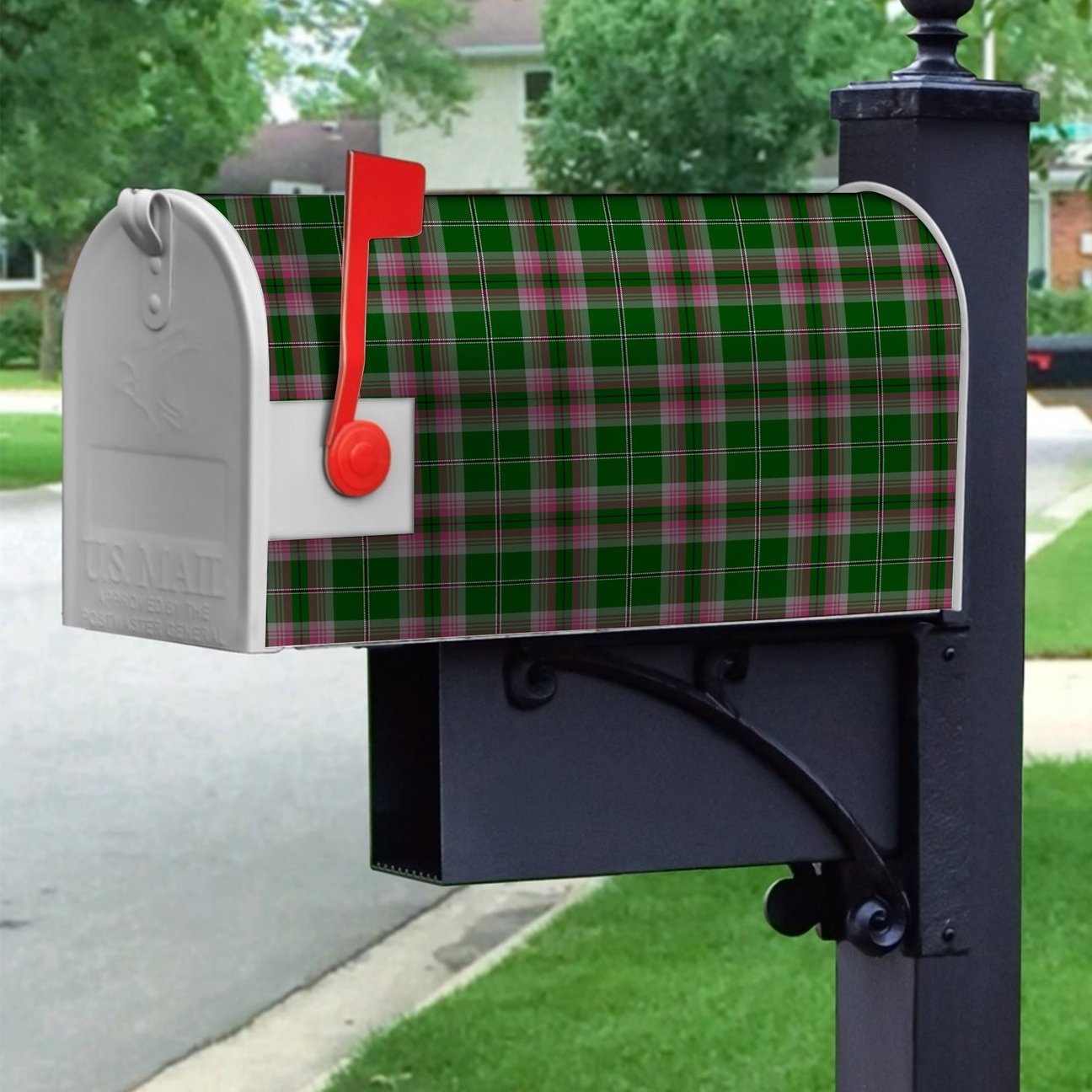 Gray Hunting Tartan Crest Mailbox