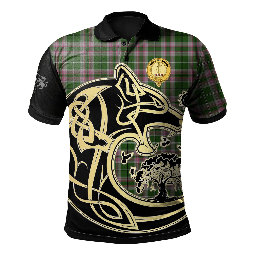 Gray Hunting Tartan Polo Shirt Viking Wolf