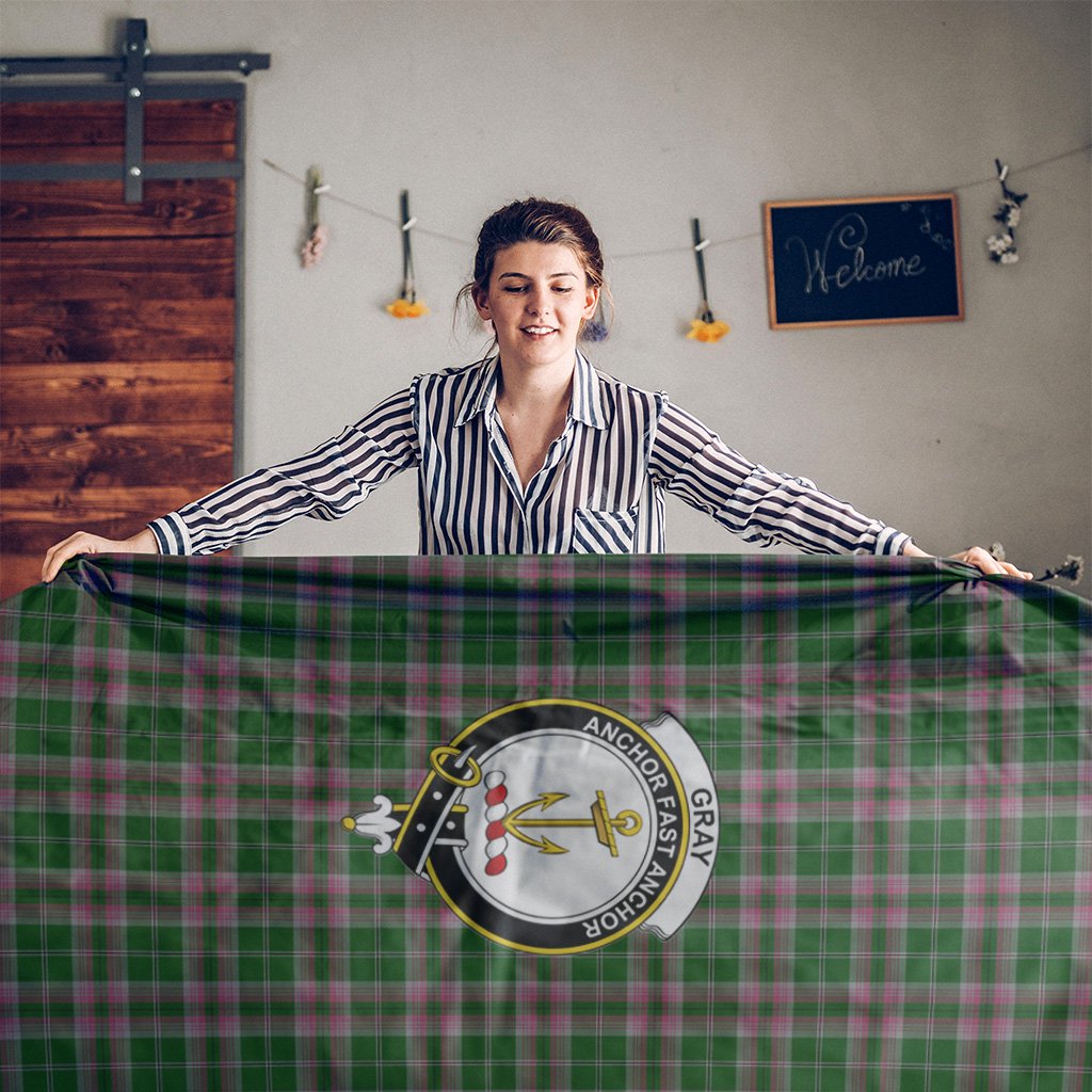 Gray Hunting Tartan Crest Tablecloth